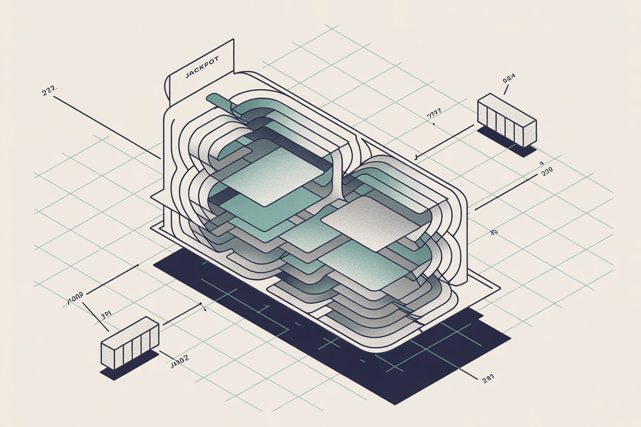 Layered technical ticket cutaway illustration